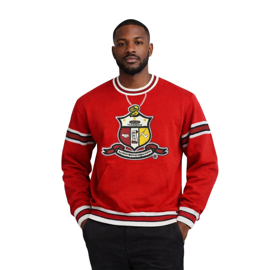Kappa Red Crest Stripe Chenille Crewneck