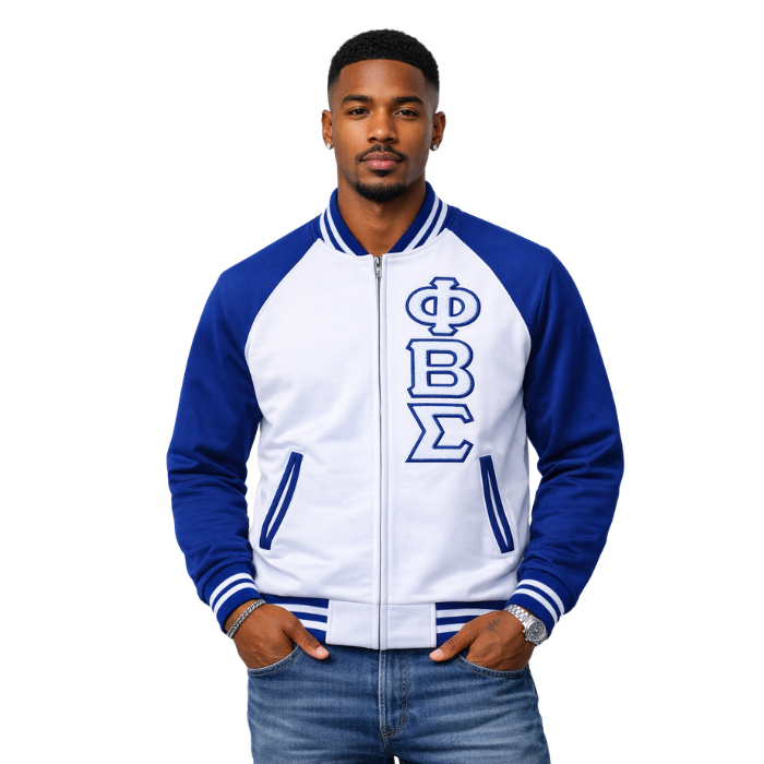 PBS White Varsity Fleece Jacket