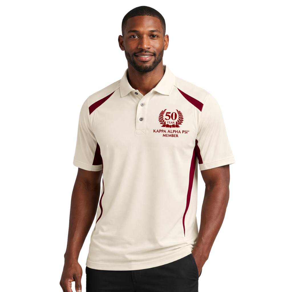 Kappa Alpha Psi 50 Year Member DriFit Polo Shirt (Kream)