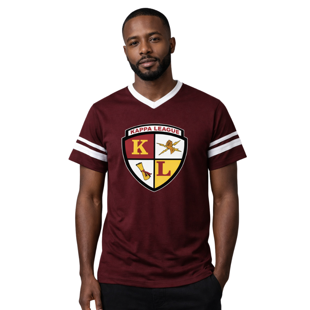 Kappa League Crest V-neck Jersey Tee (Maroon & White)