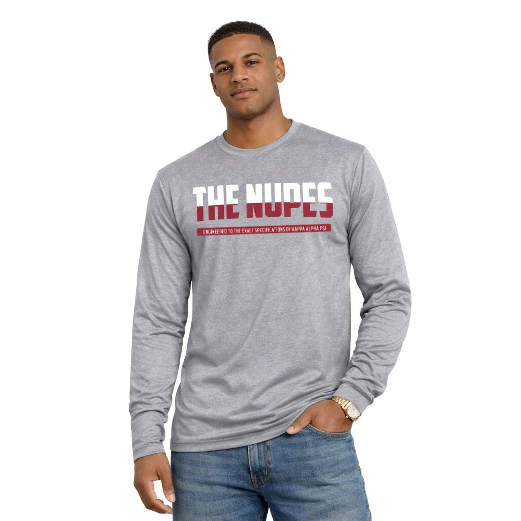 Kappa Alpha Psi The Nupes DriFit Long Sleeve Shirt (Heather Grey)