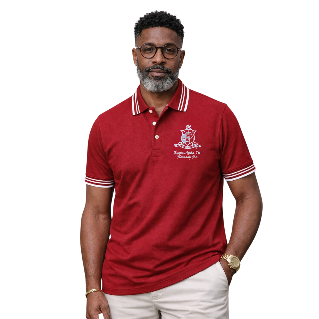 Kappa Alpha Psi Coat of Arms Striped Performance Polo