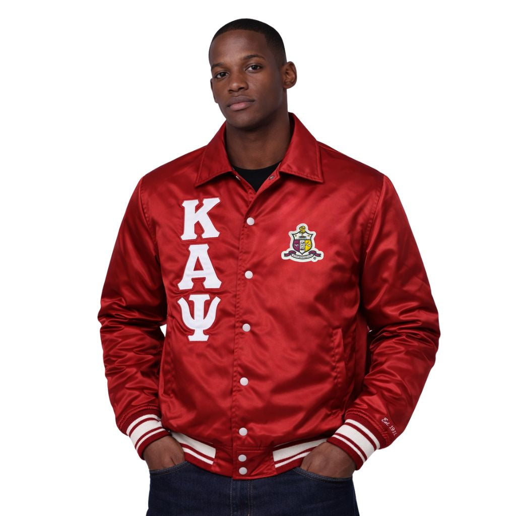 Kappa Alpha Psi Classic 3-Letter Satin Varsity Jacket (White)