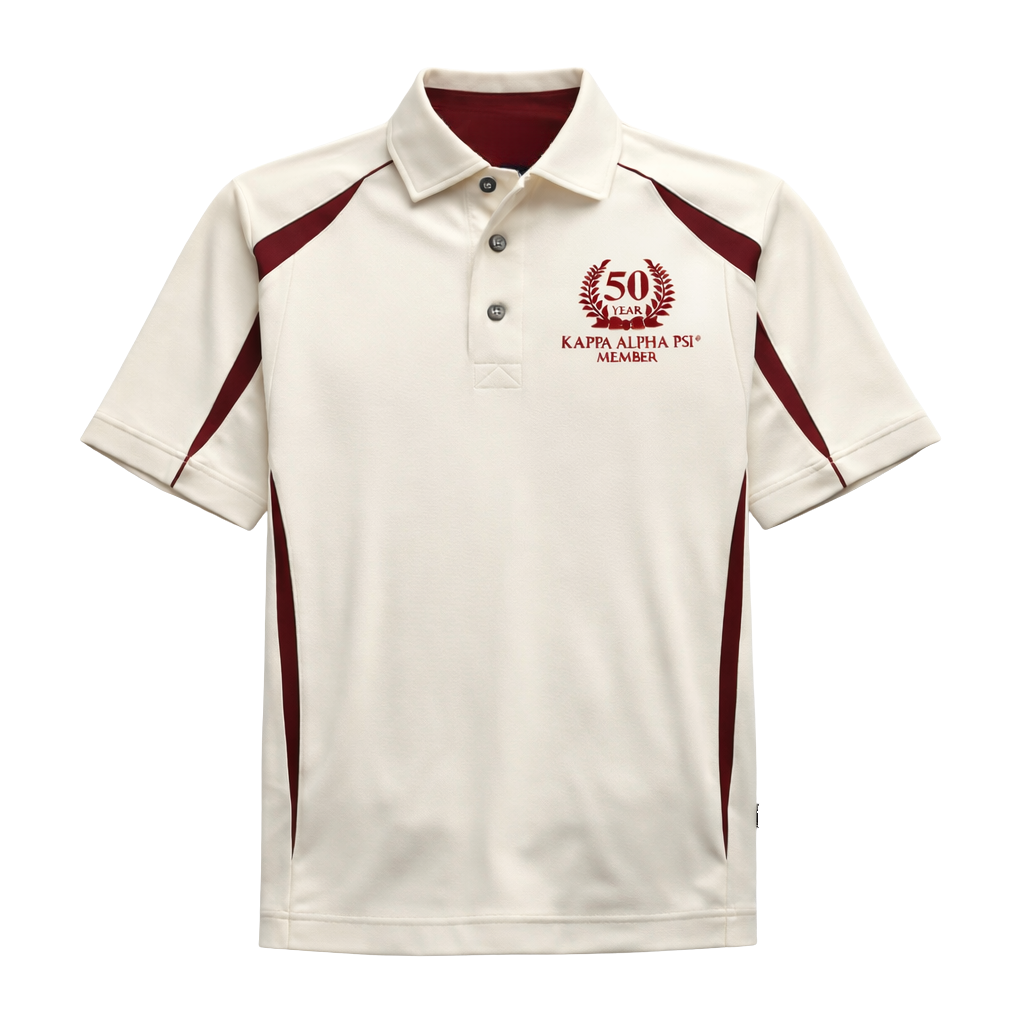 Kappa Alpha Psi 50 Year Member DriFit Polo Shirt (Kream)