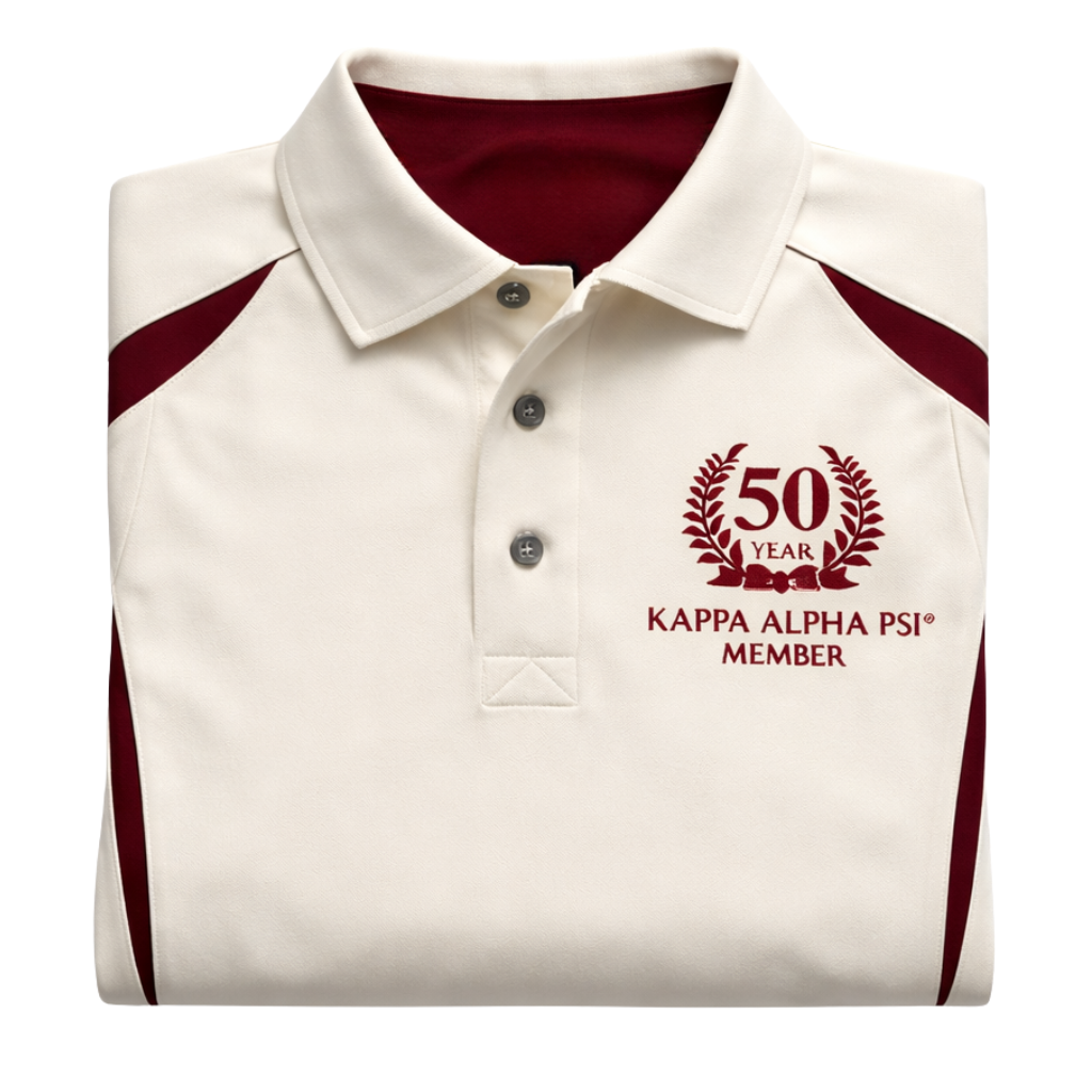 Kappa Alpha Psi 50 Year Member DriFit Polo Shirt (Kream)