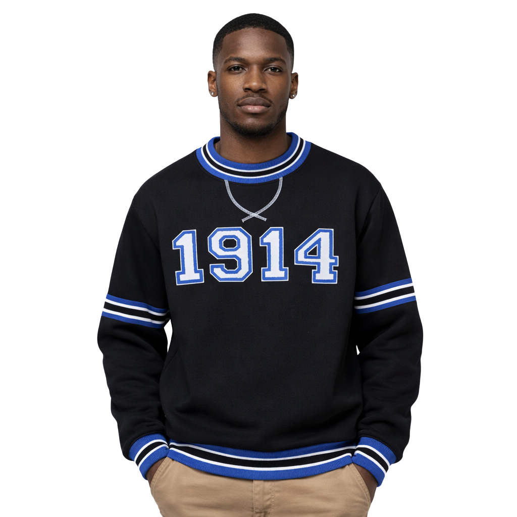 Phi Beta Sigma 1914 Black Chenille Crewneck Sweatshirt