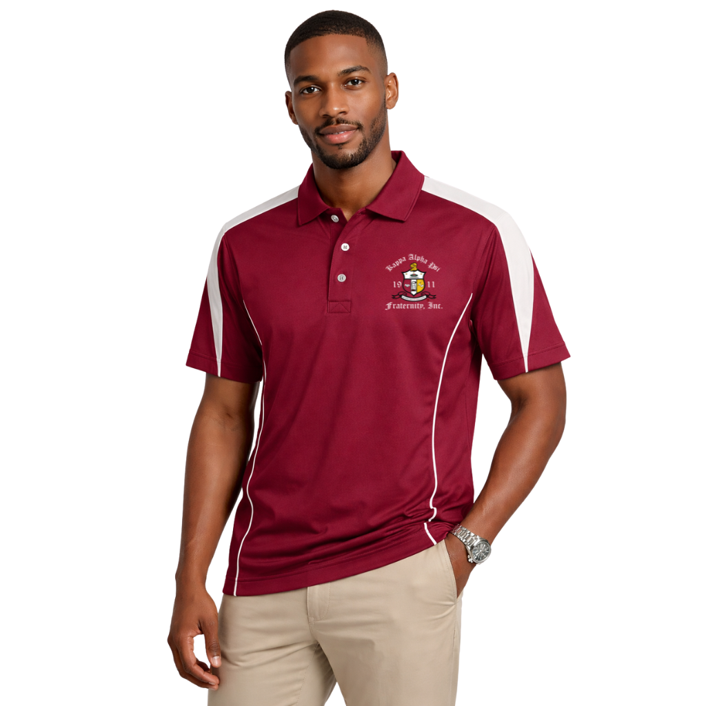Kappa Alpha Psi Coat of Arms DriFit Polo Shirt (Krimson/Cream)
