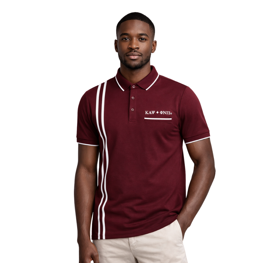 Kappa Alpha Psi Striped Diamond 3-Letter Polo (Krimson)