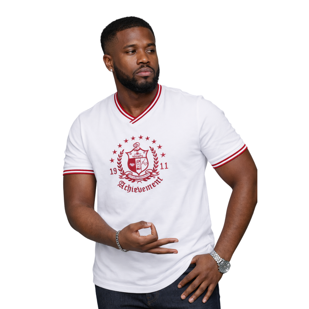Kappa Alpha Psi Coat of Arms V-neck Tee (White)
