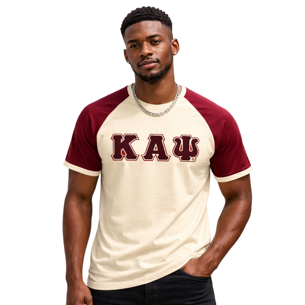 Kappa Kream Premium Chenille Letter Raglan T-Shirt
