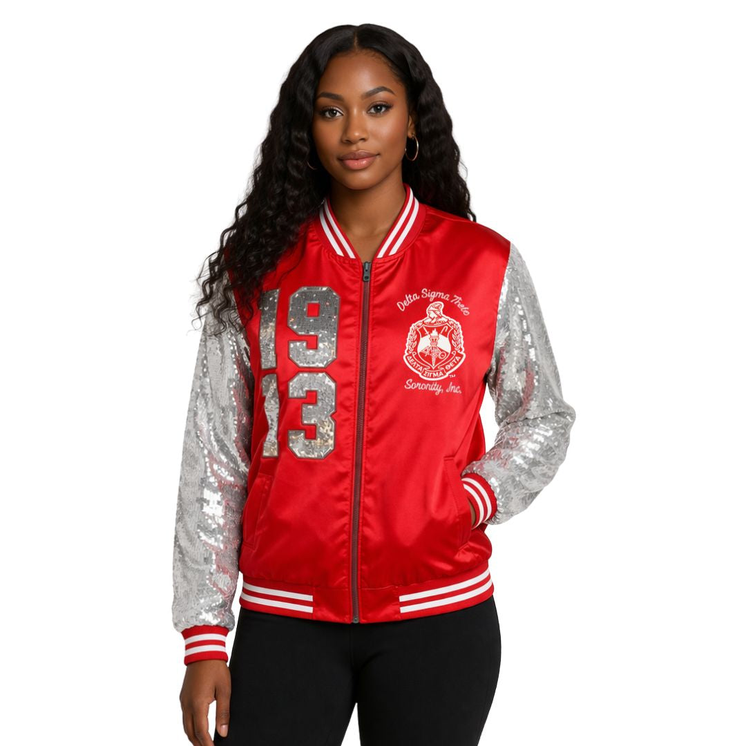 DST Satin Sequin Jacket Red