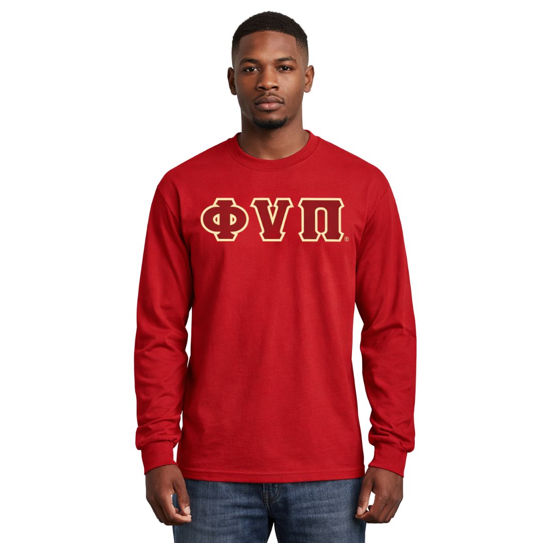 Kappa Alpha Psi Old Skool Phi Nu Pi Long Sleeve 3-Letter Tee (Krimson)