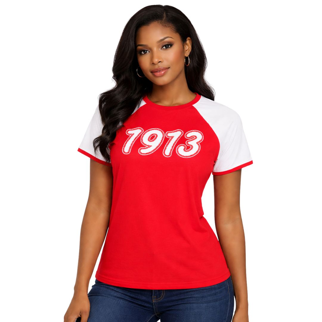 1913 Red Chenille Premium Raglan Shirt