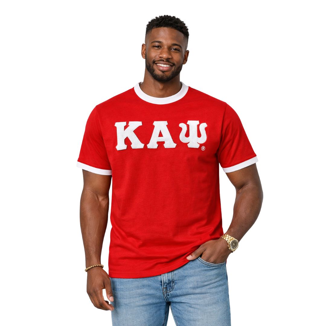 Red/White ΚΑΨ Ringer Chenille Tee