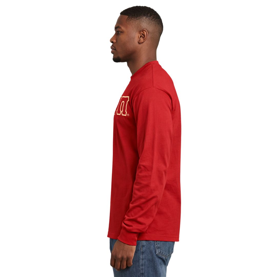 Kappa Alpha Psi Old Skool Phi Nu Pi Long Sleeve 3-Letter Tee (Krimson)