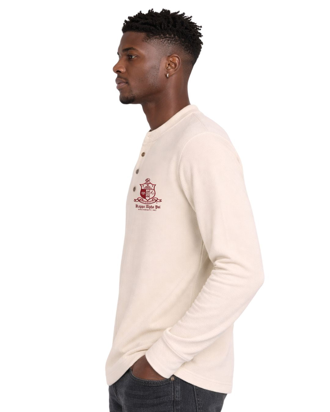 Kappa Alpha Psi Coat of Arms Waffle Henley (Kream)