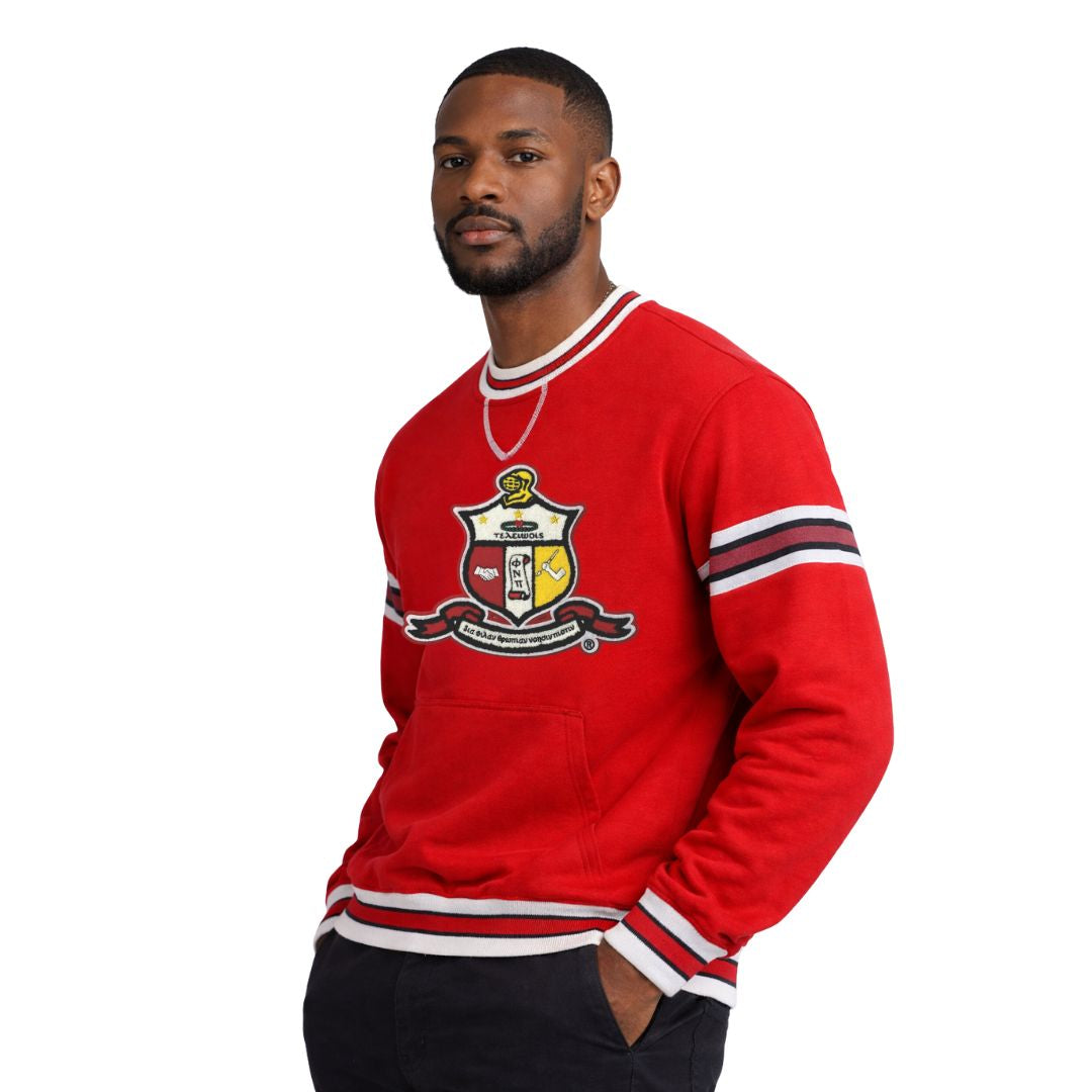 Kappa Red Crest Stripe Chenille Crewneck