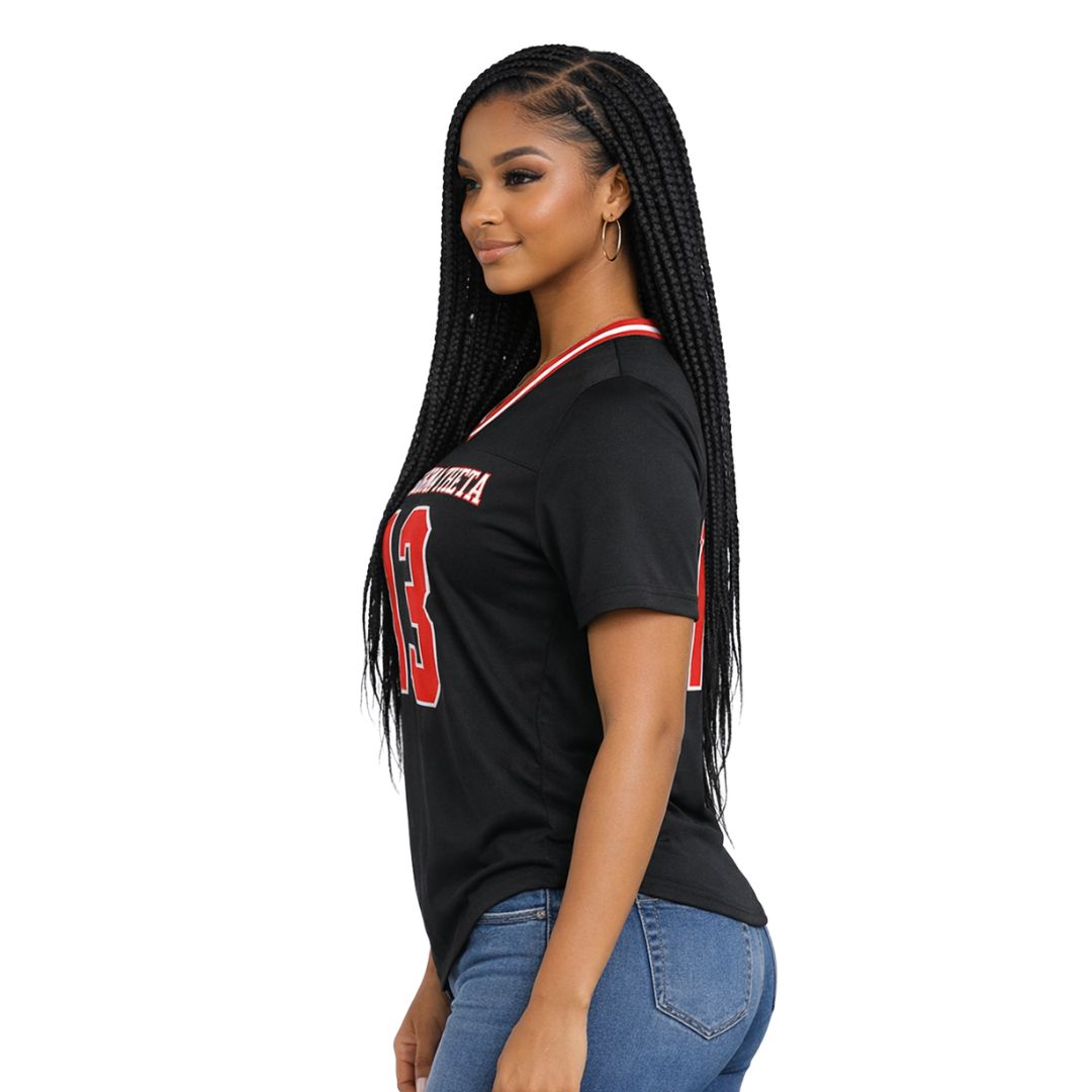 DST Oversized Chenille Football Jersey Tee Black