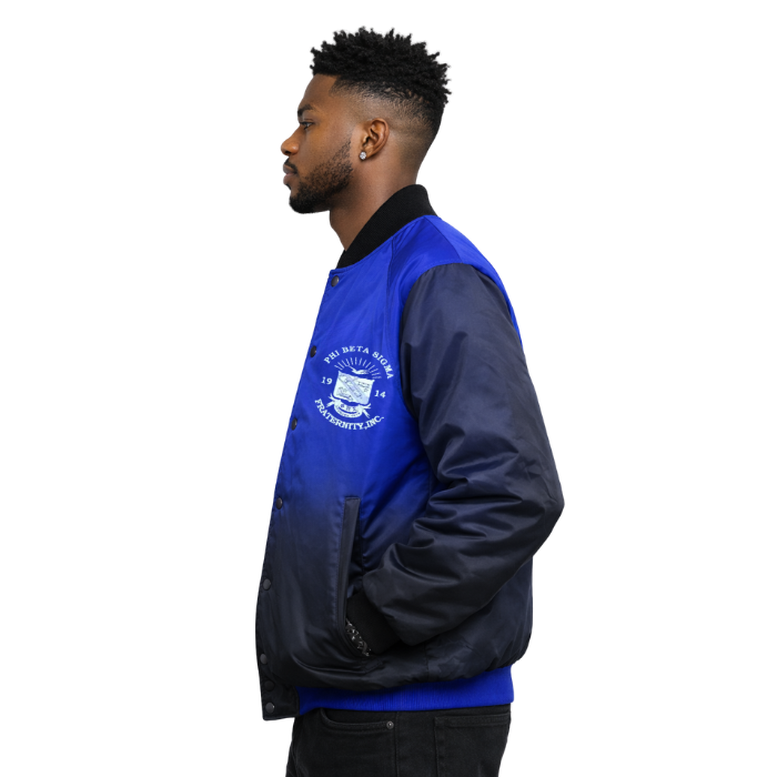 Black Faded Phi Beta Sigma Bomber Jacket