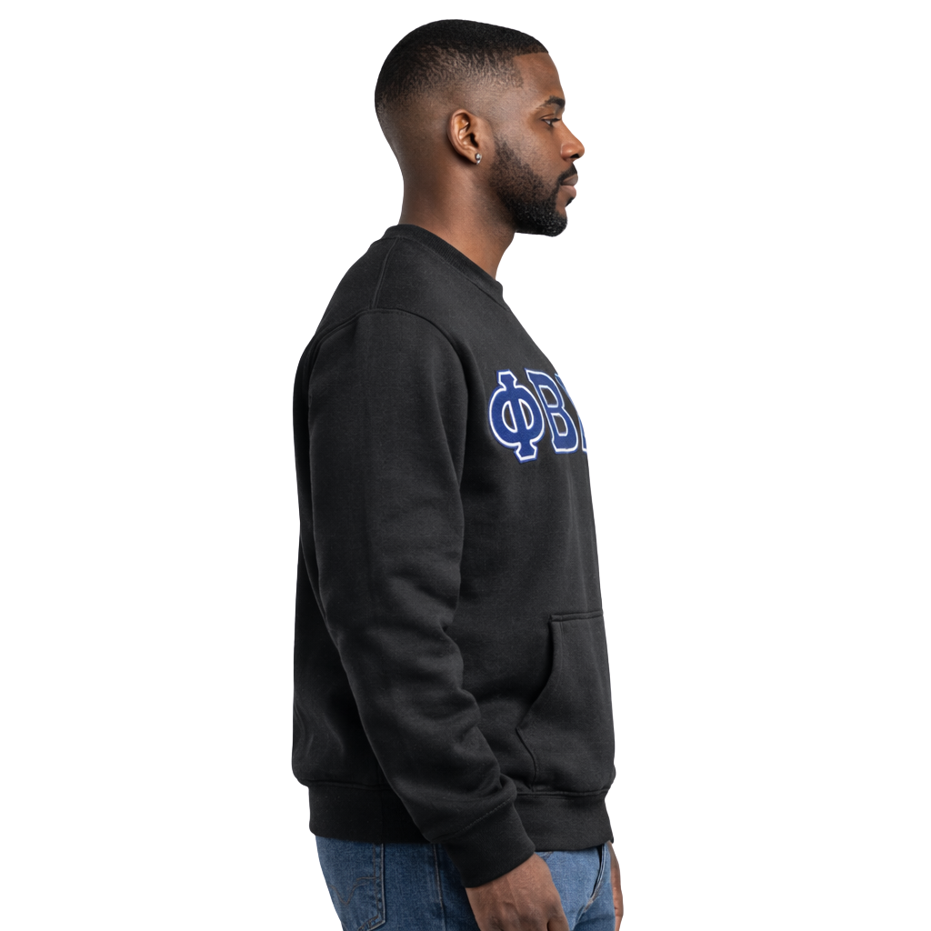 Phi Beta Sigma Black Pocket Chenille Crewneck
