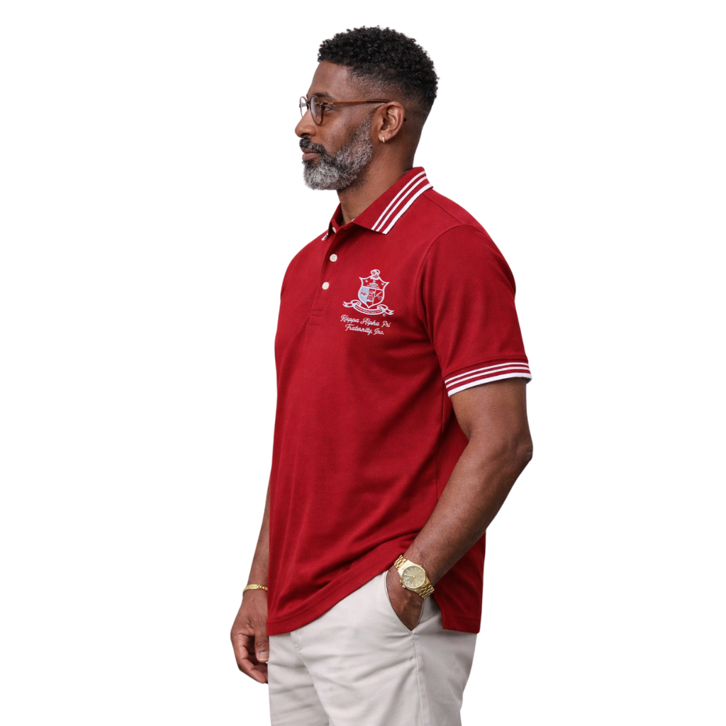 Kappa Alpha Psi Coat of Arms Striped Performance Polo
