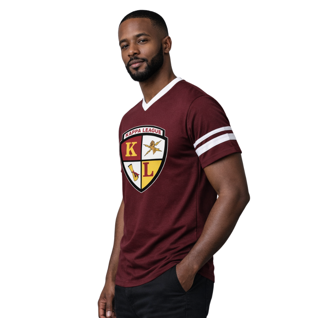 Kappa League Crest V-neck Jersey Tee (Maroon & White)