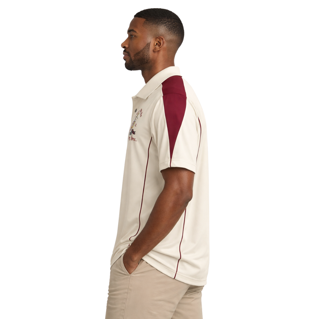 Kappa Alpha Psi Coat of Arms DriFit Polo Shirt (Cream/Krimson)