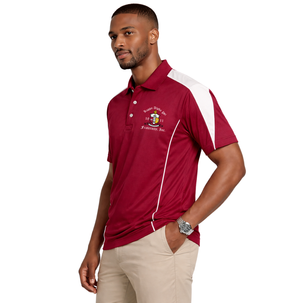Kappa Alpha Psi Coat of Arms DriFit Polo Shirt (Krimson/Cream)