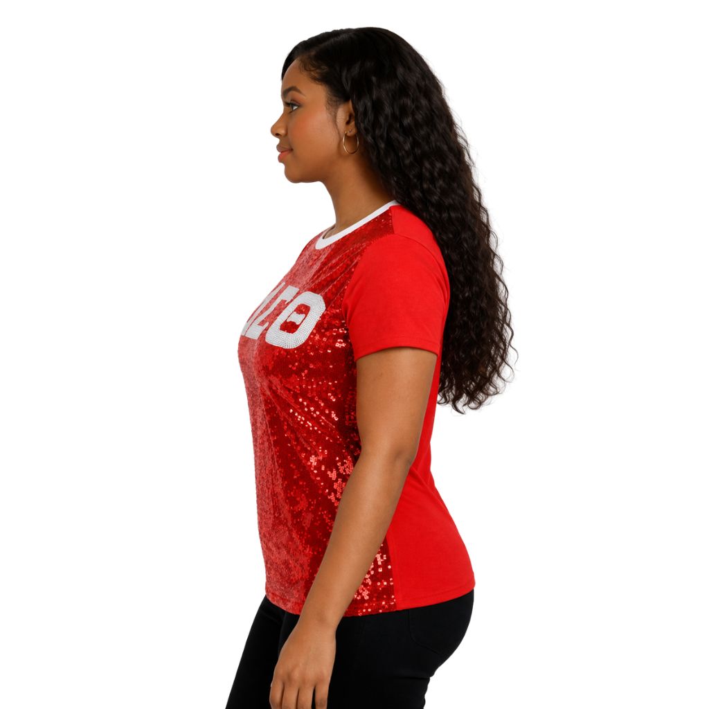 DST Sequin Tee Red