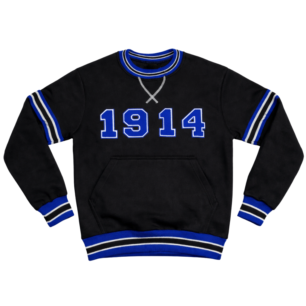 Phi Beta Sigma Black 1914 Chenille Crewneck