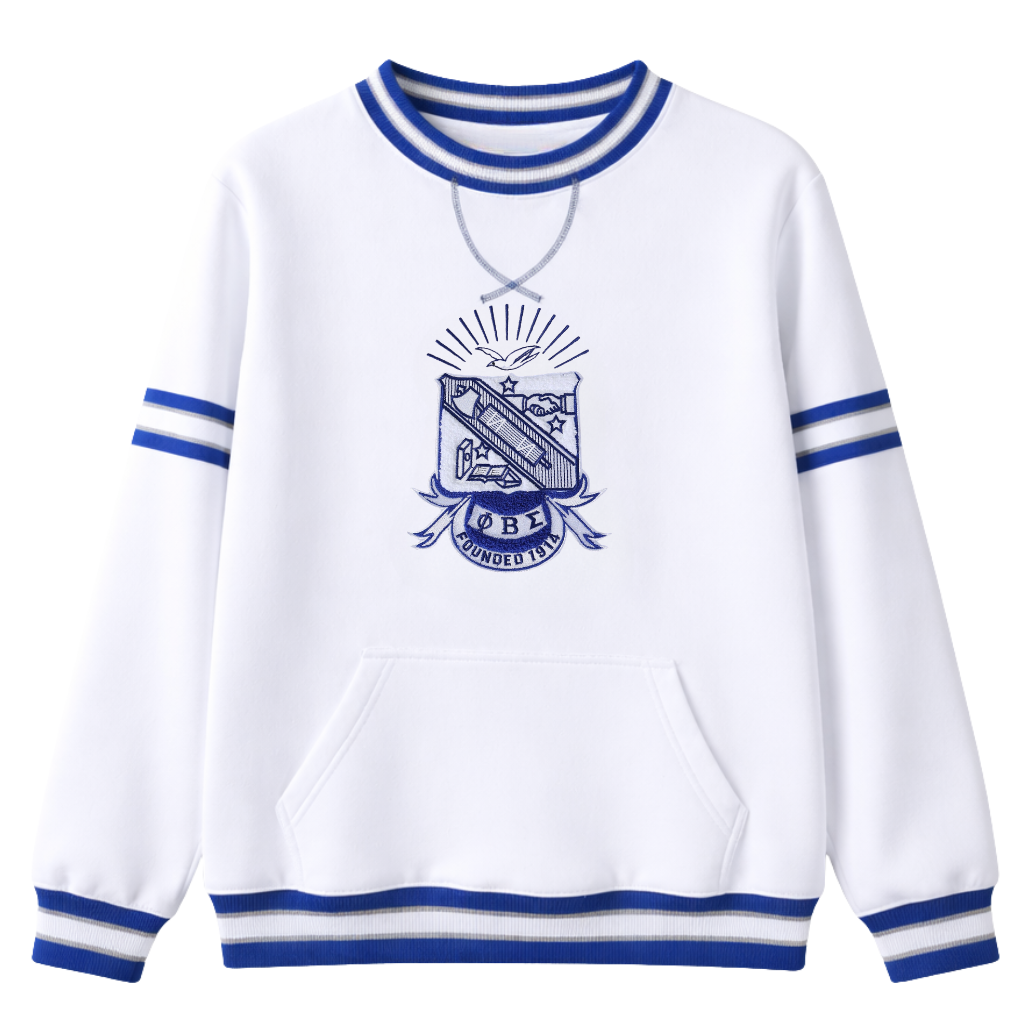 Phi Beta Sigma White Crest Chenille Crewneck