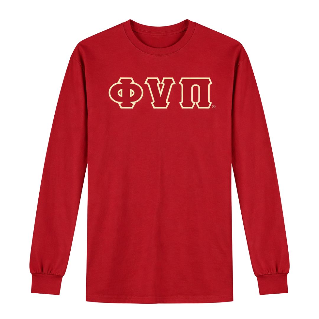 Kappa Alpha Psi Old Skool Phi Nu Pi Long Sleeve 3-Letter Tee (Krimson)