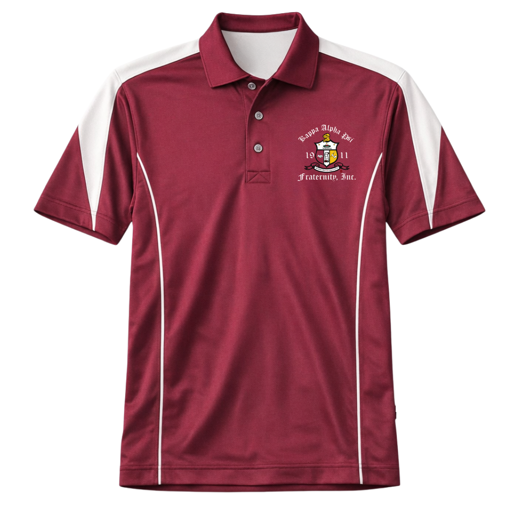 Kappa Alpha Psi Coat of Arms DriFit Polo Shirt (Krimson/Cream)