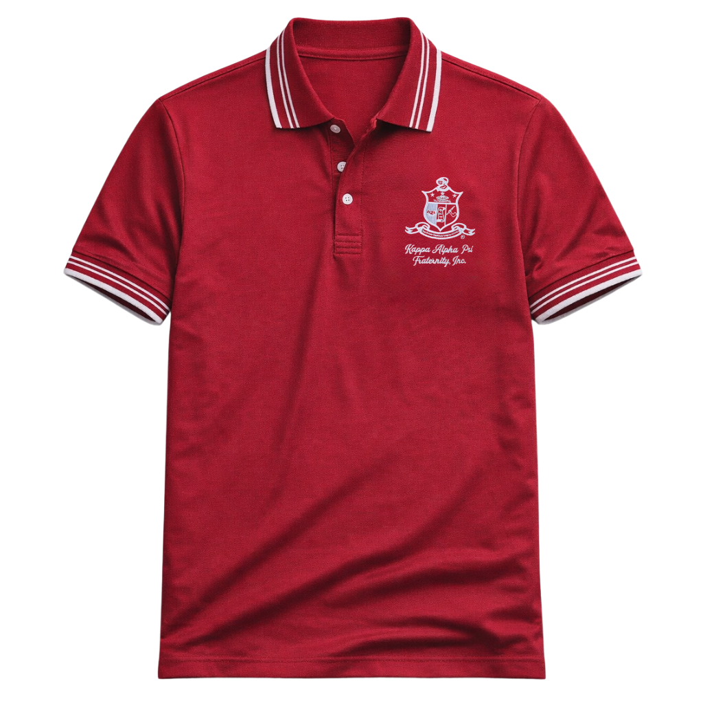 Kappa Alpha Psi Coat of Arms Striped Performance Polo