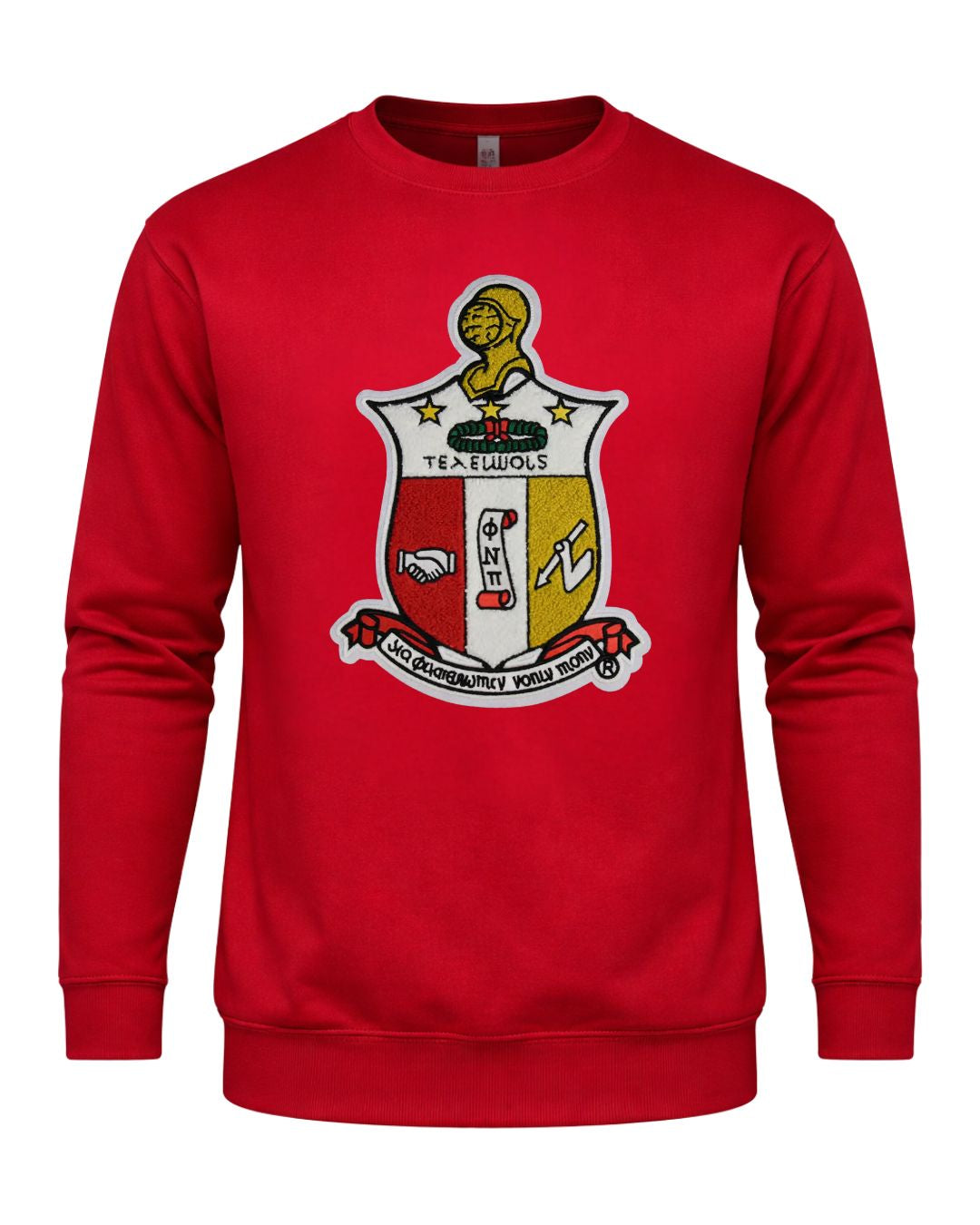 Kappa Alpha Psi Chenille Coat of Arms Crewneck Sweatshirt (Krimson)
