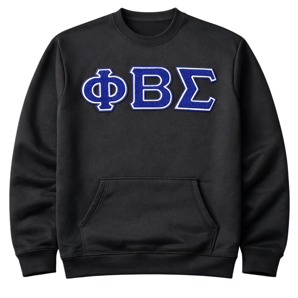 Phi Beta Sigma Black Pocket Chenille Crewneck