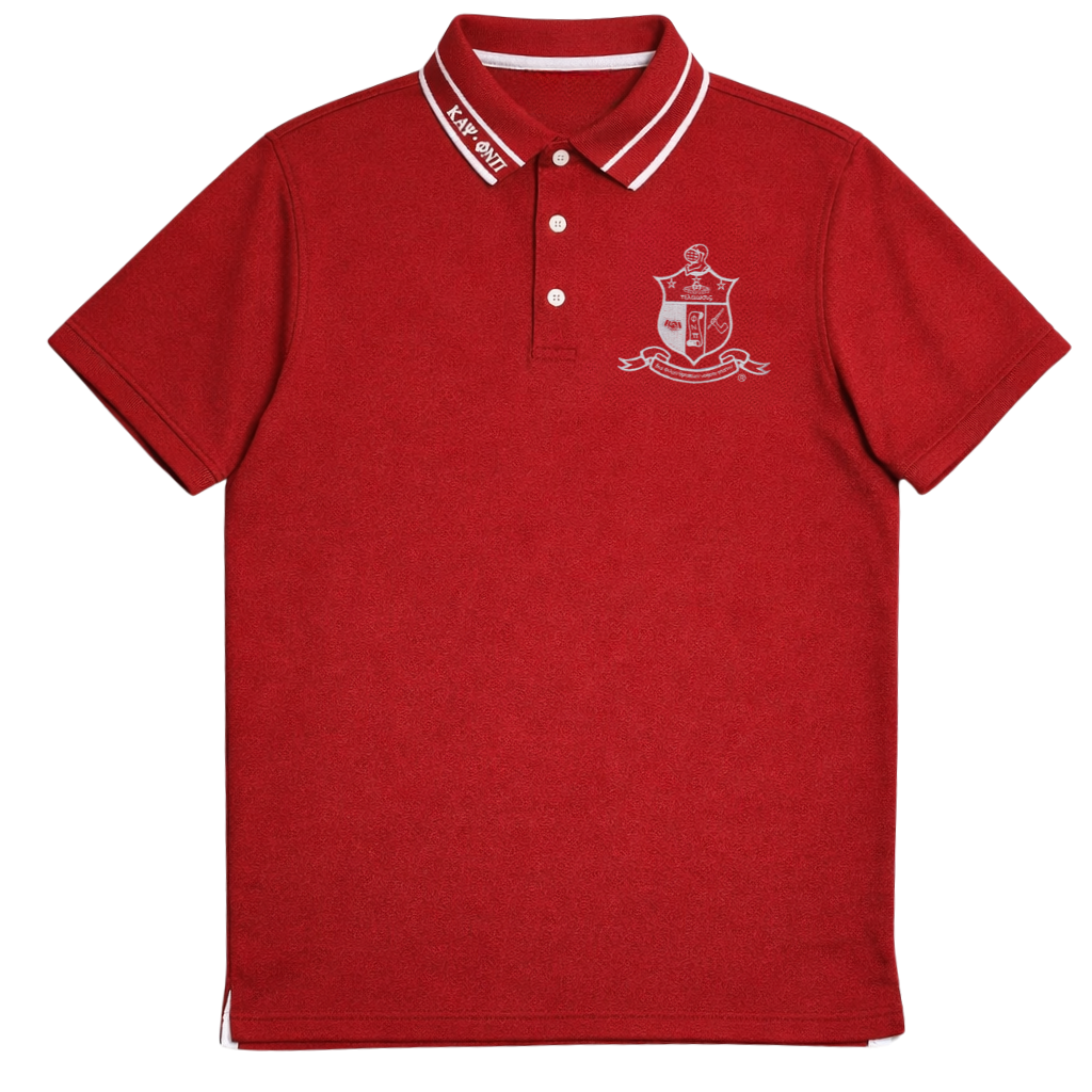 Kappa Alpha Psi Coat of Arms Striped Collar Polo
