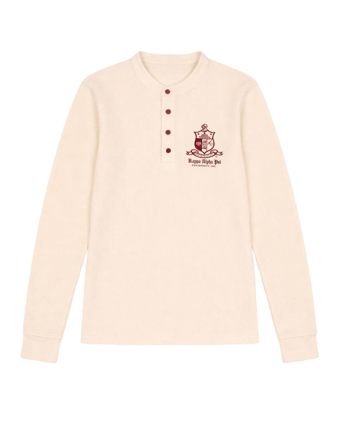 Kappa Alpha Psi Coat of Arms Waffle Henley (Kream)