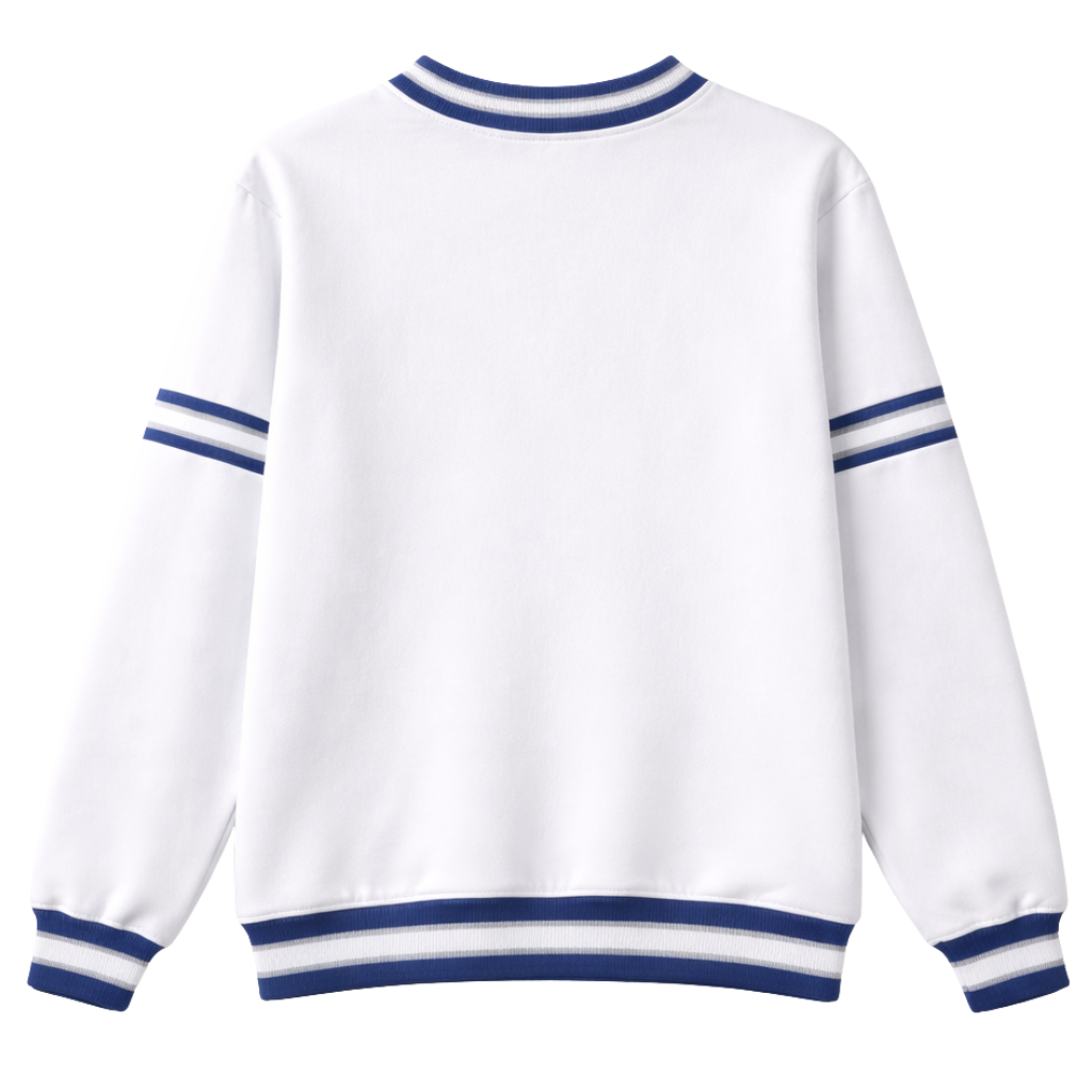 PBS White Stripe Letter Chenille Crewneck