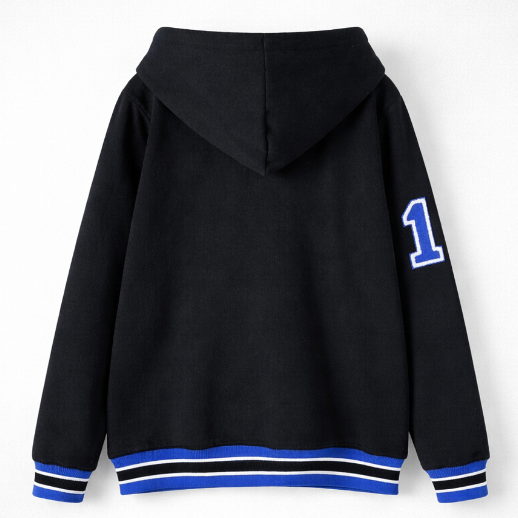 Sigma Black Qtr Button-Up Hoodie