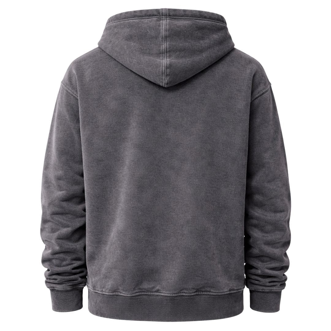Phi Nu Pi Chenille Black Acid Washed Denim Hoodie
