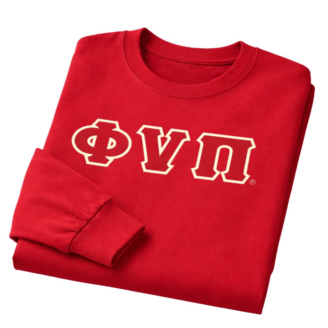Kappa Alpha Psi Old Skool Phi Nu Pi Long Sleeve 3-Letter Tee (Krimson)