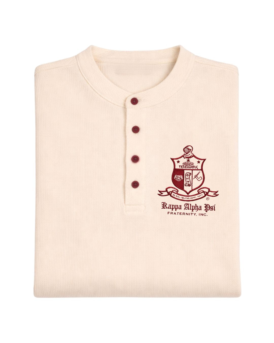 Kappa Alpha Psi Coat of Arms Waffle Henley (Kream)