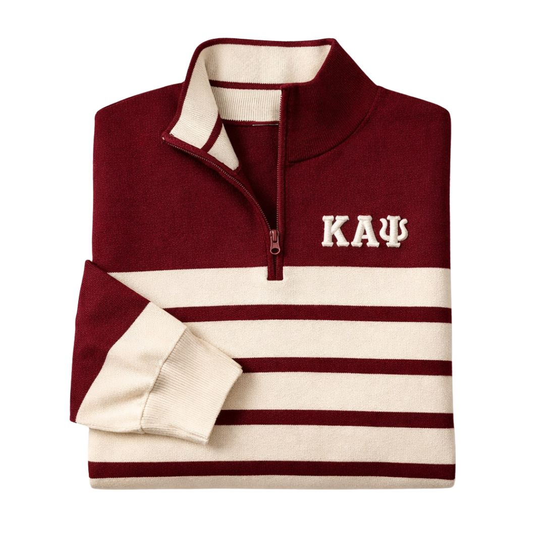 Kappa Alpha Psi Striped Quarter Zip Sweater