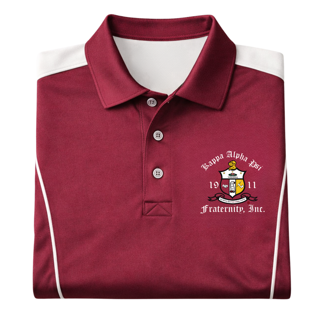 Kappa Alpha Psi Coat of Arms DriFit Polo Shirt (Krimson/Cream)