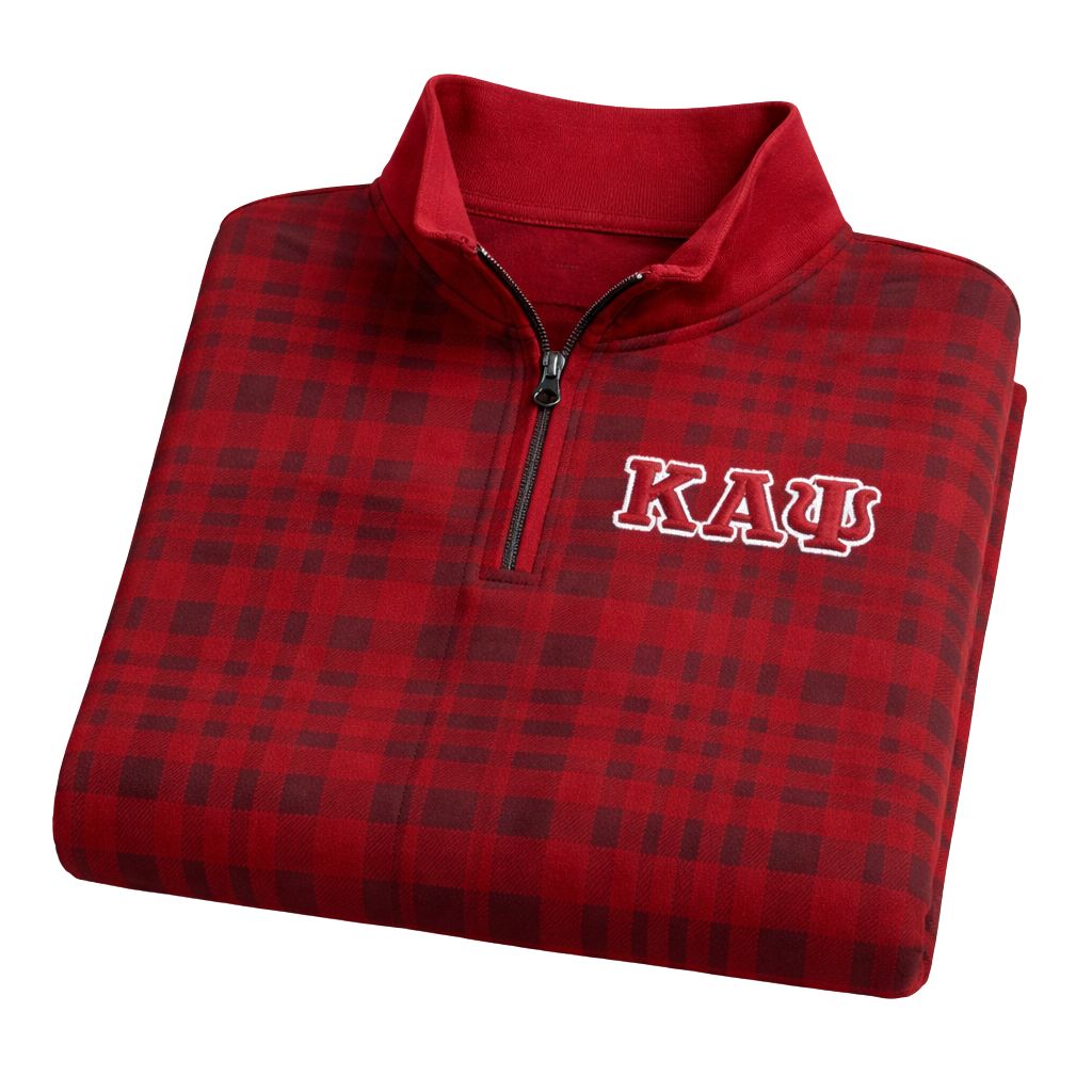 Kappa Alpha Psi 3-Letter Plaid Quarter Zip Pullover