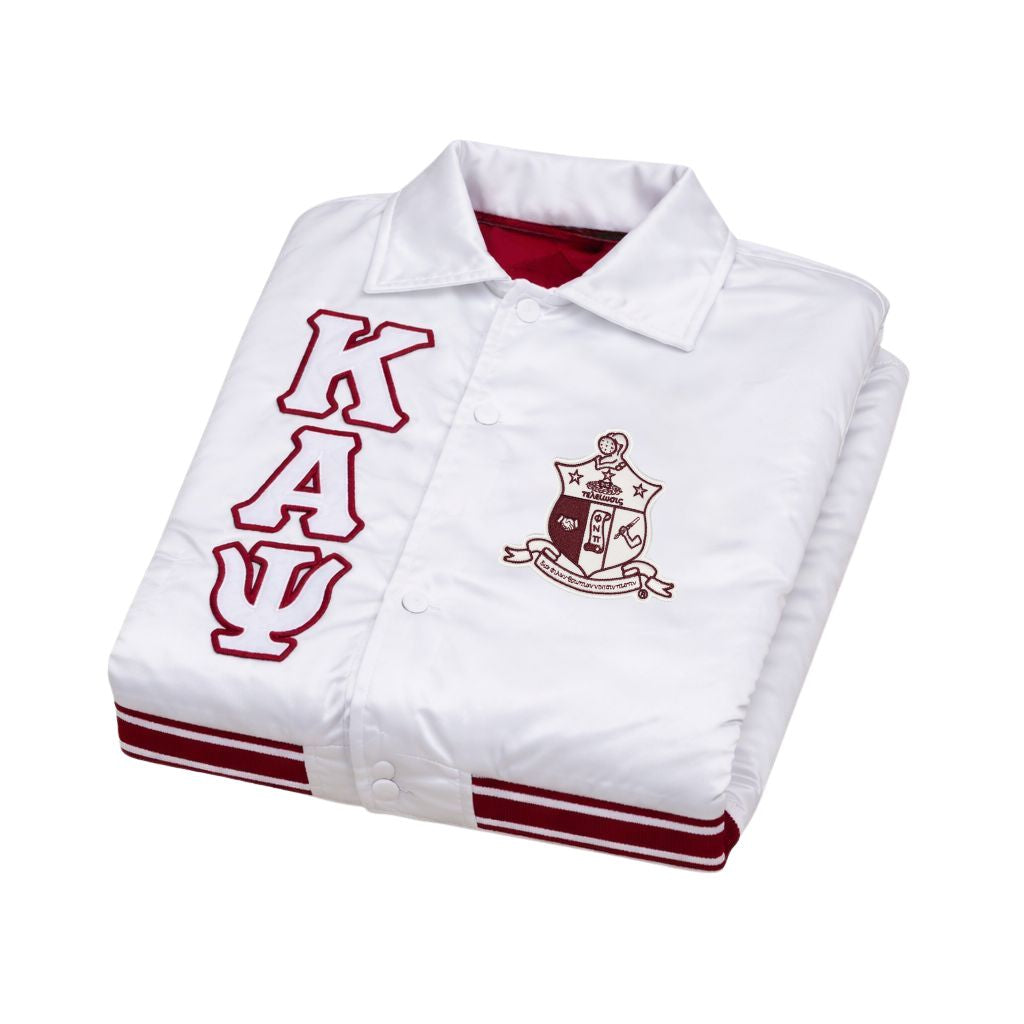 Kappa Alpha Psi Classic 3-Letter Satin Varsity Jacket (White)