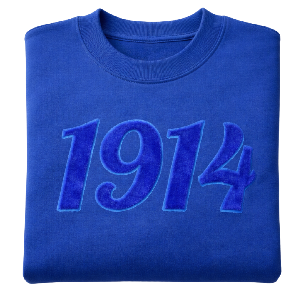 Solid Blue 1914 Chenille Sweatshirt