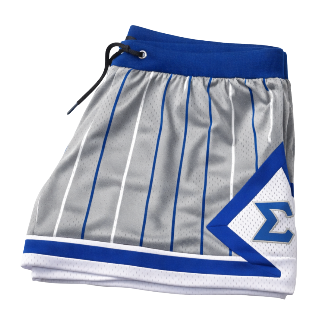 Sigma Grey Pinstripe Heavy Mesh Basketball Shorts