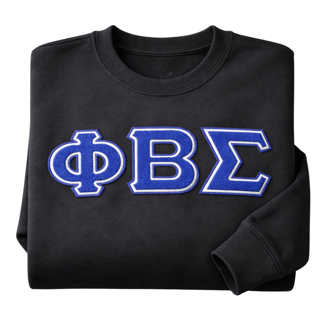 Phi Beta Sigma Black Pocket Chenille Crewneck